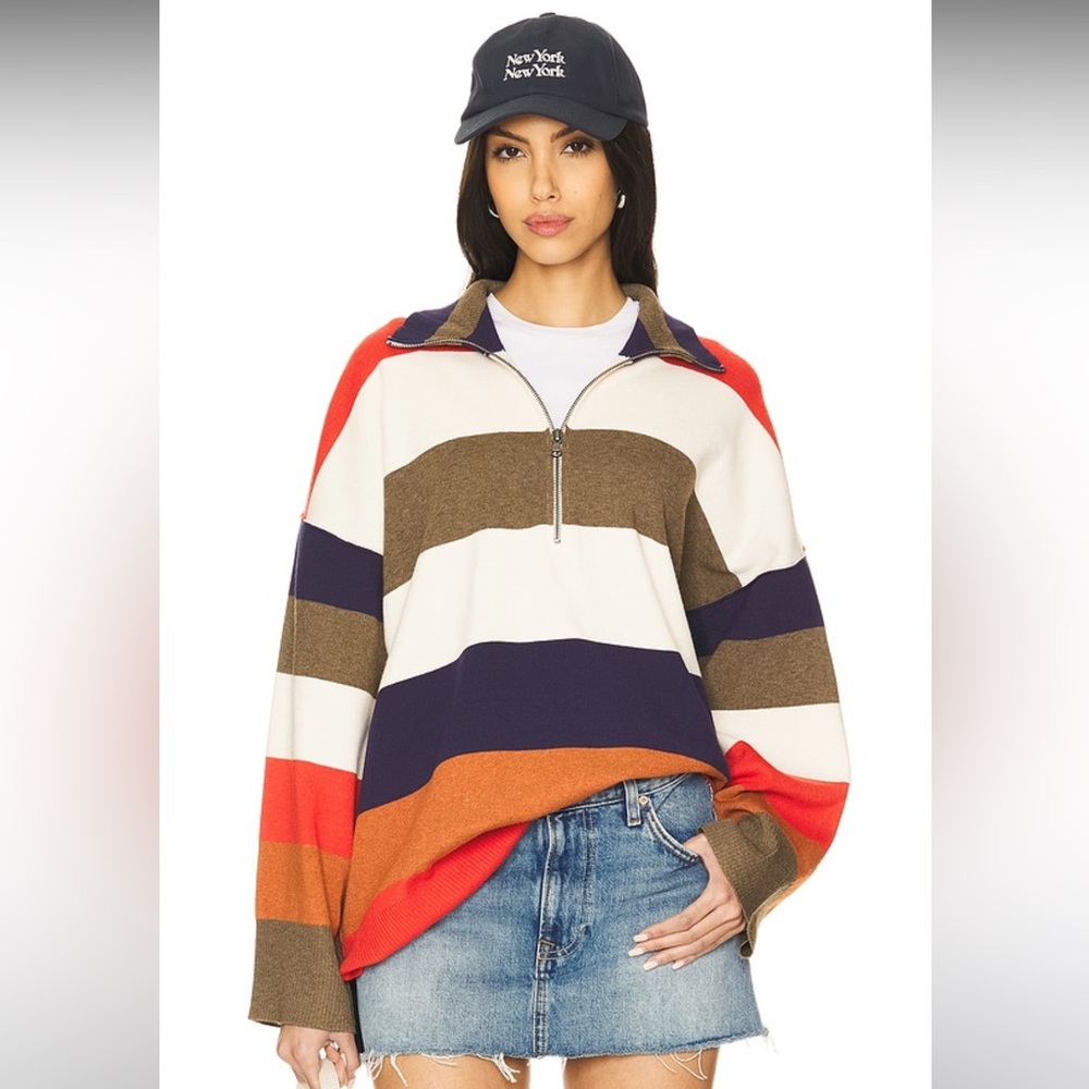 NWT Free People Coastal Stripe Pullover in Set Sail Combo